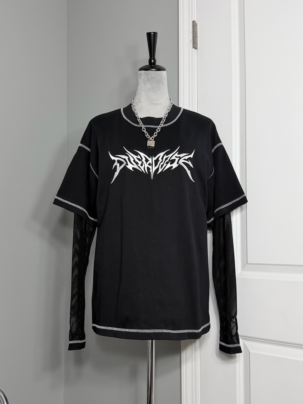 OVD Underground Streetwear Double Layered Mesh Embroidered Shirt